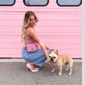 Barbie Pink Gold Chain Crossbody Shoulder Bag